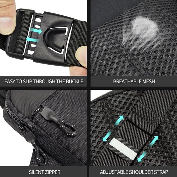 Reflective Mini Chest Bag with Detachable Strap - Ideal for Outdoors & Travel - Picture 3 of 7